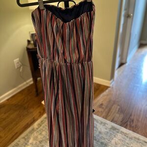 Rainbow Jumpsuit with Vertical Stripes and Flowing Palazzo Pants